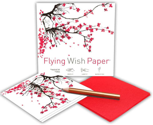 Flying Wish Paper Pack, 1 1 (2 Sets) 5" 5" Combo x Cherry Blossoms + x Make A Wish, Mini Kit Combos, Write it, Light