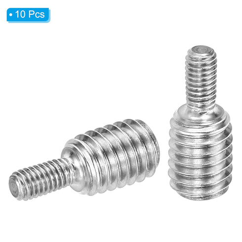 PATIKIL M3x6mm to M6x8mm Double End Threaded Stud Screw Bolt - 10 Pack 304 Stainless Steel Rod Bolts for Furniture