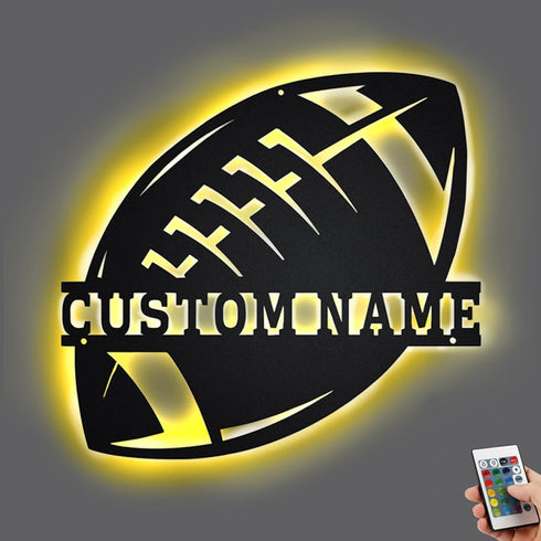 SweetJECCU Personalized Custom Name Football with LED Night Light, Neon Light Wall Sign