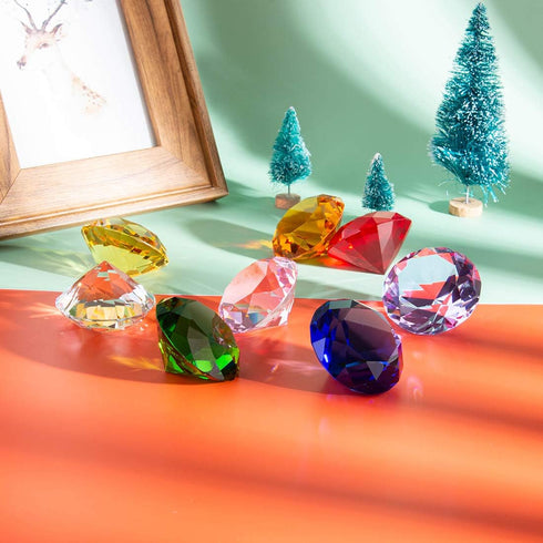 LONGWIN 30mm Crystal Diamond Paperweight, Multicolor Pirate Gems Birthstone Table Decorations