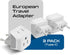 Ceptics European Travel Plug Adapter Europe Power Adaptor Charger Dual Input - Ultra Compact - Light Weight - USA to any Type C Countries such as Italy, Iceland, Austria and More (CT-9C), white