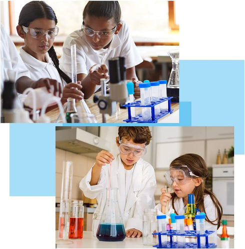 SUPERFINDINGS 4 Sets Plastic Test Tube Rack, Detachable Test Tube Display Stands, Blue and Orange
