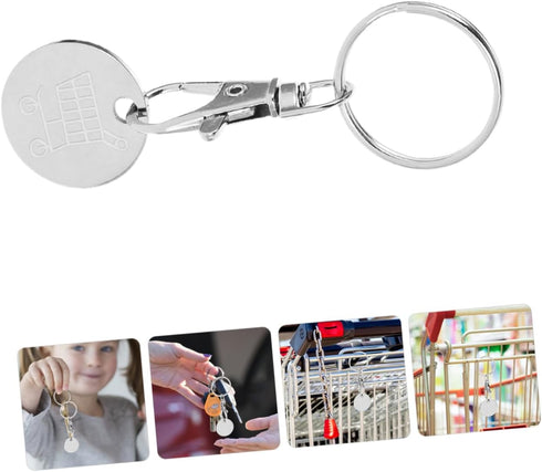 1piece GANAZONO Trolley Tokens Key Quarter Keychain Holder Shopping Cart Coin Keyring for Women
