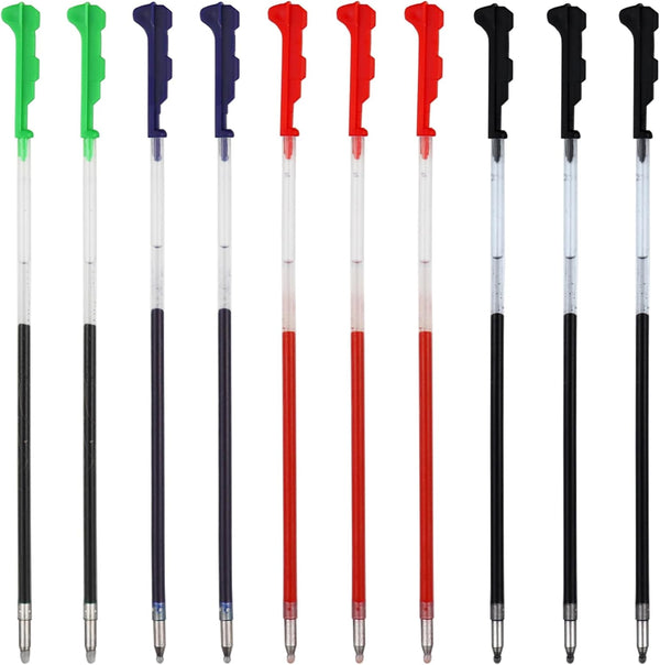 DunBong Ballpoint Pen Refills, 0.5 mm Ink Pen Replace Refills, 10-Pack in Black, Blue, Red, Green