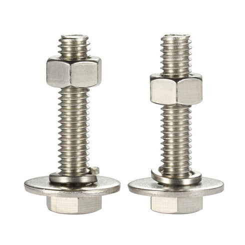 3/8-16 x 3 Hex Head Bolts with Hex Nuts and Washers, Fully Threaded Stainless Steel, 4 Sets