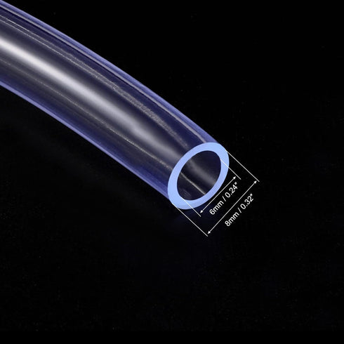 Clear Vinyl Tubing PVC Hose 6mm ID 8mm OD, 6Ft for Water Transfer