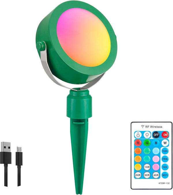 LUXSWAY Landscape Light Powered by USB, Cordless Spotlight with Remote Control Outdoor,