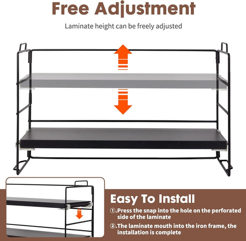 ShellKingdom Desk Shelf Organizer - 2 Tier Desktop Shelves, Adjustable Storage Rack for Office, School, Black