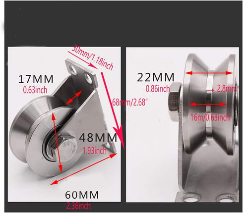 Chiloskit Stainless Steel 2" Sliding Gate V Groove Roller Bearings, Pulley Wheels for Track Rail Sliding Gate System