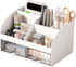 LA Bear White Desktop Organizer with Drawers for Office, Versatile Aesthetic Desk Organizer for Pens and Stationary