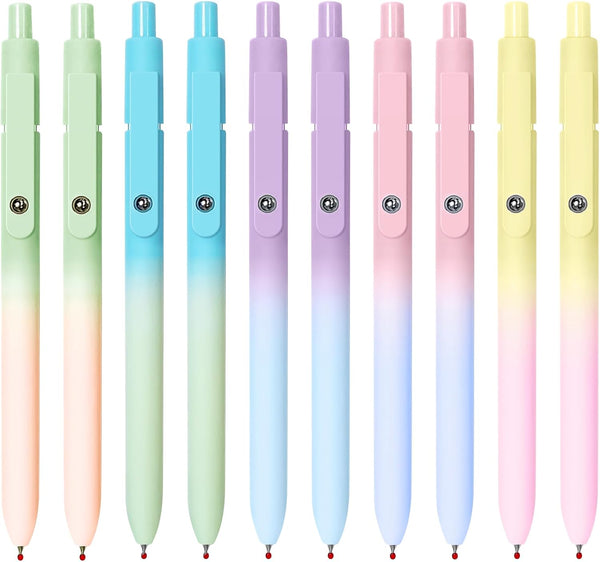 Gel Pens, 10 Pcs Black Ink 0.7mm Medium Point Smooth Writing Pens with Silicone Grip, Metal Clip Retractable