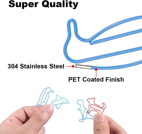 GameXcel Animal Shaped Paper Clips - Assorted Colors, 80 Count, Cute Rust Resistant Office Supplies