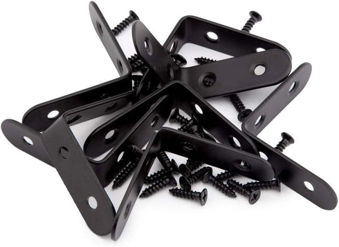 8 Pack 2 Corner Bracket Shelf Bracket,Heavy Duty Black Stainless Steel L Corner Brace,Right Joint Angle Brackets