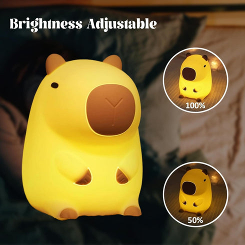BemeedLigt Lamp,Dimmable Capybara Night Light, Cute Capybara Lamp Silicone Baby Nursery Nightlight,Rechargeable Bedside