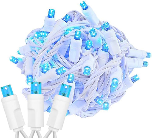 Novelty Lights 25ft Christmas String Lights, 50 Teal LED Bulbs on White