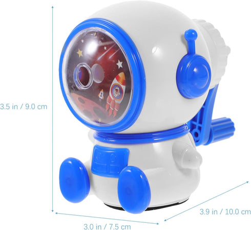 SEWACC Hand Crank Pencil Sharpener - Cartoon Astronaut Spaceman Shaped Manual Sharpener for Colored Pencils
