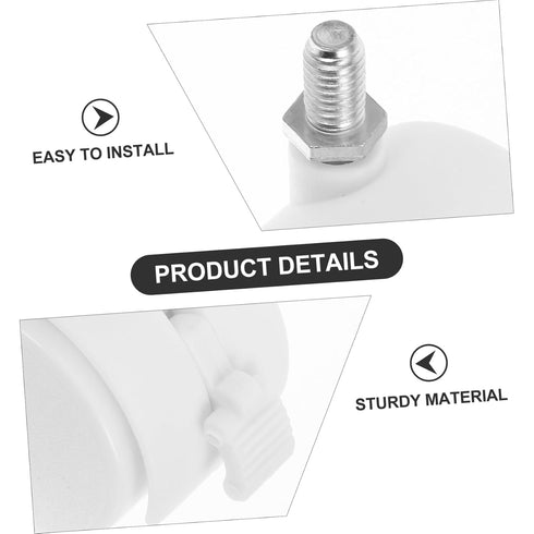 4pcs Cabilock Locking Caster Wheels with Brake for Furniture White Swivel Replacement Casters for Office Chairs Desks