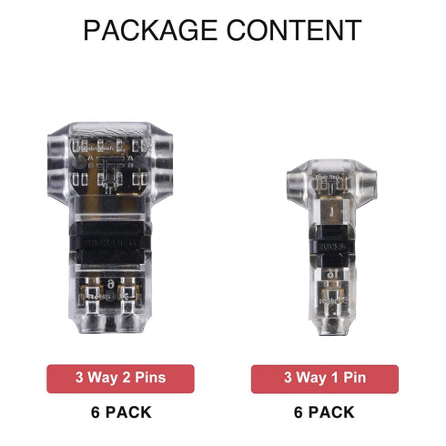 Brightfour T Tap Wire Connectors for 14-18 AWG Wires, No Wire Stripping 3 Way Combo, 12 Pack