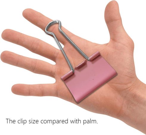 Large Pink Binder Clips, 2" / 50 mm Jumbo (6 PCS, Scratch Resistant)