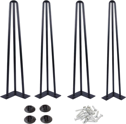 Osring 16 Inch Hairpin Table Legs with 1/2 Dia 3-Rods, Metal Furniture Legs
