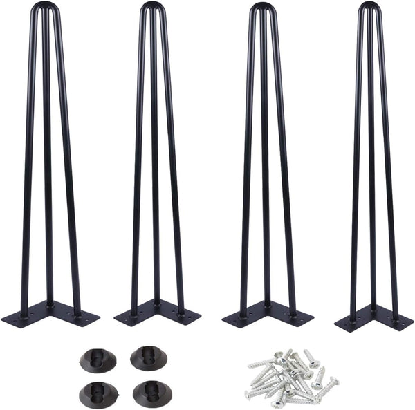 Osring 16 Inch Hairpin Table Legs with 1/2 Dia 3-Rods, Metal Furniture Legs
