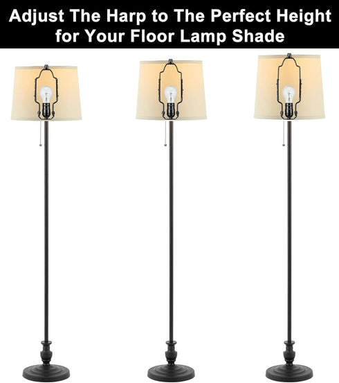 Adjustable Lamp Shade Harp Holder Kit, 8 9 10 Inch for Table and Floor Lamps, Heavy Duty Bracket with Adapter