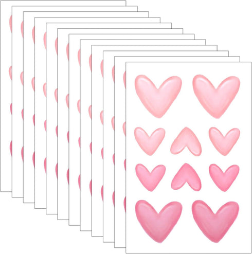 LXUEJIE 120 Pieces Heart Wall Decals, Pink Heart Shape Wall Stickers, PVC Removable