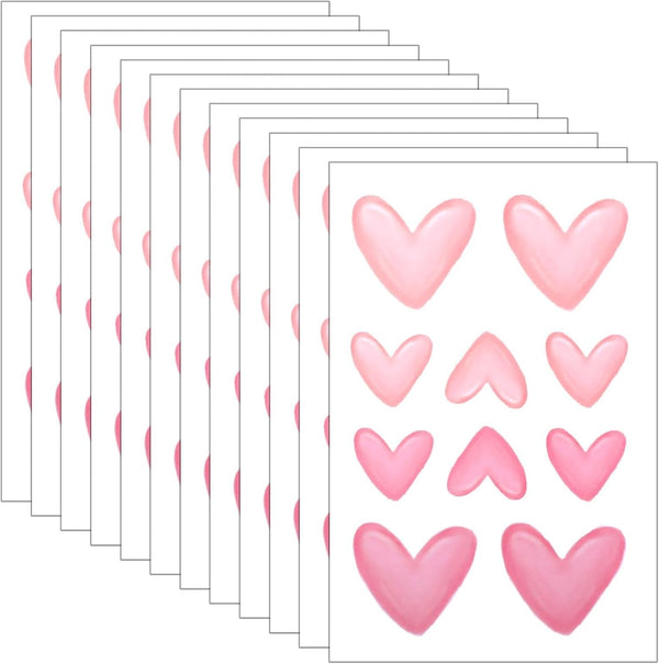 LXUEJIE 120 Pieces Heart Wall Decals, Pink Heart Shape Wall Stickers, PVC Removable