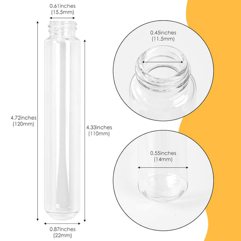 30ml Clear Glass Test Tubes with Screw Caps, Plastic Stoppers, 22 x 120mm, Leak-Proof, 6PCS