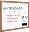 Magnetic Whiteboard for Wall, 24" x 18", Dry Erase Board with Natural Wood Frame for Home, Office, School