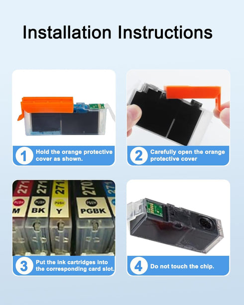 PGI-270XL/CLI-271XL 5 Color Value Pack Compatible Replacement for Canon 271 Ink Cartridges for PIXMA MG7720 TS6020