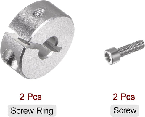 HARFINGTON 2pcs Shaft Collar - 6mm Bore Aluminum Alloy Set Screw Split Clamp-On Collars for Industry