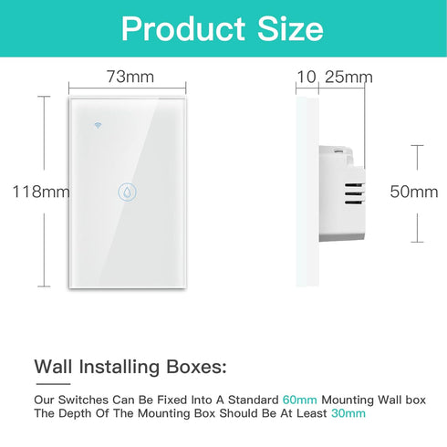 BSEED Smart Water Heater Switch, WiFi Touch Switch with Smart Life APP Control, 20A, White, Compatible with Alexa