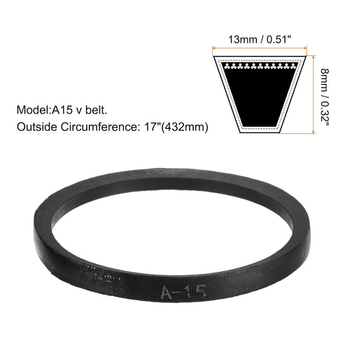 uxcell A15 or 4L170 Classic Wrapped Rubber V-Belt, 15"(382mm) Inside Circumference, A Profile V Belt