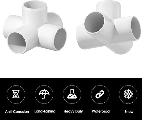 4PCS 1-1/2Inch Elbow 5-Way PVC Fittings, Heavy Duty PVC Pipe Fitting, Furniture Grade Pipe Fitting Connector Corner