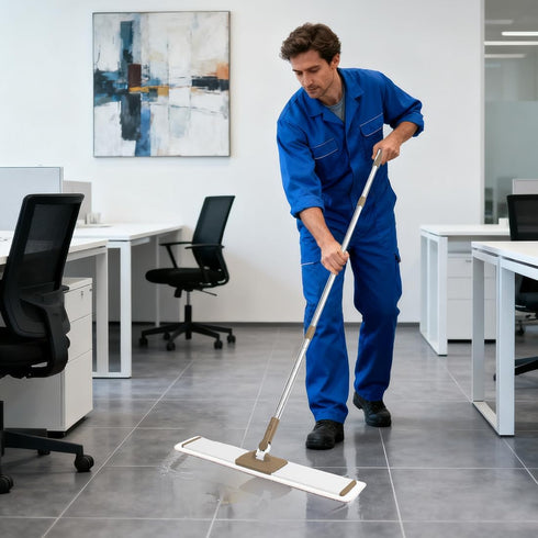 Commercial 24" Inch 4 (PT14 CQT Flat Microfiber Floor Mop Cleaning System Wet Dry and Dust Hardwood with Washable Pads