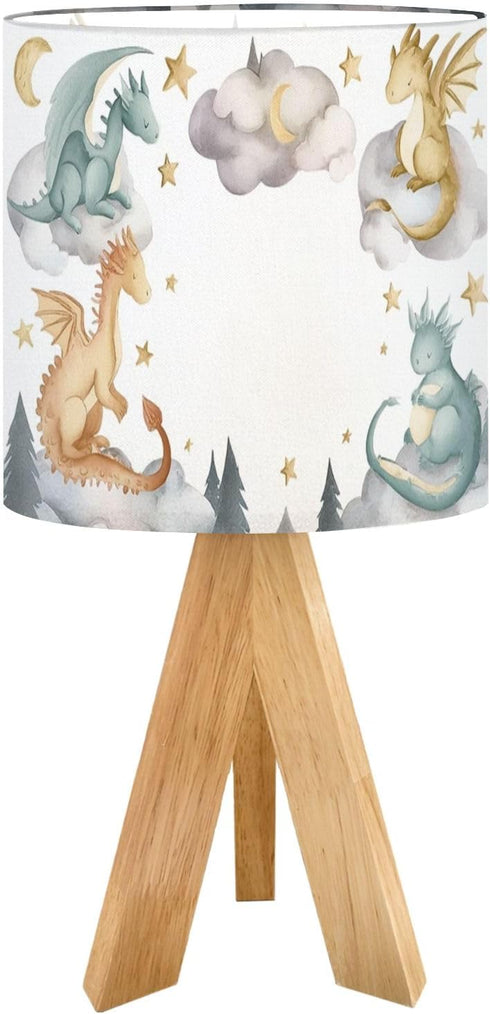 RAINFALLARING Tripod Table Lamp Dragon Baby Animals Watercolor Bedside Lamps Small Lamp Table