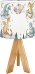 RAINFALLARING Tripod Table Lamp Dragon Baby Animals Watercolor Bedside Lamps Small Lamp Table