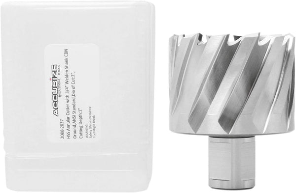 Accusize Industrial Tools Hss Annular Cutter, 2'' Diameter x 1'' Depth, 3/4'' Weldon Shank, ANSI Standard