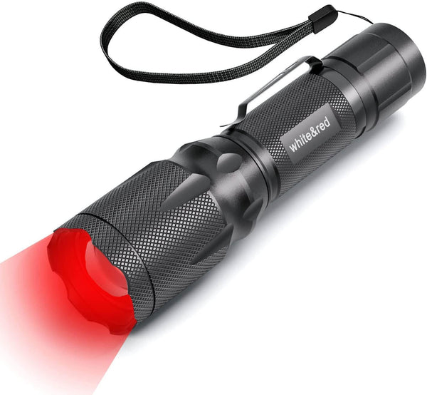 Upgraded Red Flashlight, Bright White & High/Low Power Red Light Options, Portable Waterproof LED Torch for Night Vision