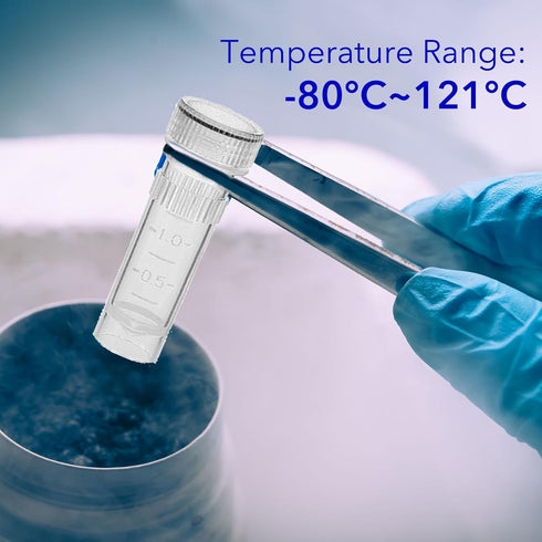 1.5ml Cryo Tubes, 500PCS Cryogenic Vial, Self-Standing Plastic Tubes with Screw Caps for Long Term Freezing