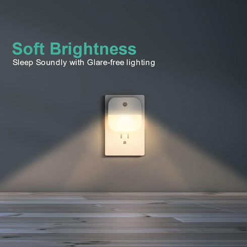 YRWXZYO 6 Pack Night Light Plug in, Warm White LED Nightlights with Smart Dusk to Dawn Sensor, Plug into Wall