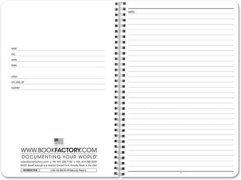 BookFactory Security Incident Report Log Book/Security Guard Journal - Wire-O, 100 Pages, 6" x 9" (LOG-100-69CW-PP(Security-Report)) by BookFactory
