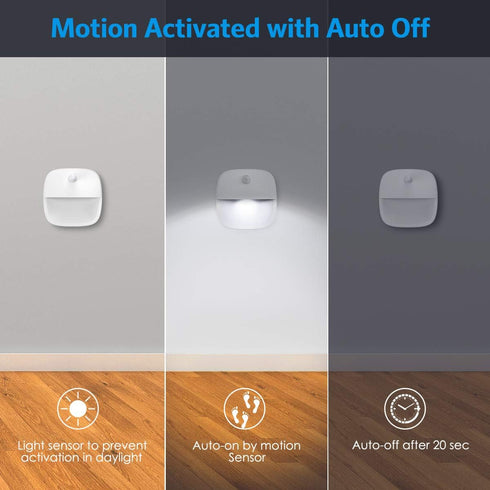 AMIR Closet, Pack 3) Upgraded Motion Sensor Light Indoor, Stair Lights Battery Operated, Cordless Stick-On LED Night