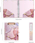 Ospelelf Mini 3 Ring Binder 1 Inch, Cute Pink Marble Binder for 5.5" x 8.5" with 5 Tab Dividers, File Labels