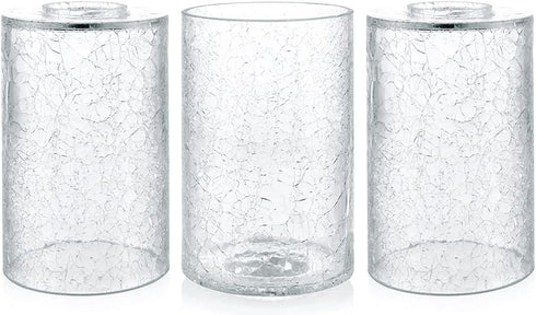 Skelang Crackle Lip-less Glass Lamp Shade, Cylindrical Light Cover with Fitter Opening, Replacement