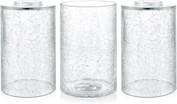 Skelang Crackle Lip-less Glass Lamp Shade, Cylindrical Light Cover with Fitter Opening, Replacement