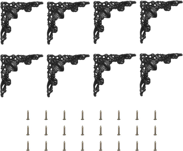 uxcell 8pcs Vintage Flat Corner Bracket 2.1"x1.9" Decorative Metal Desk Corner Protectors