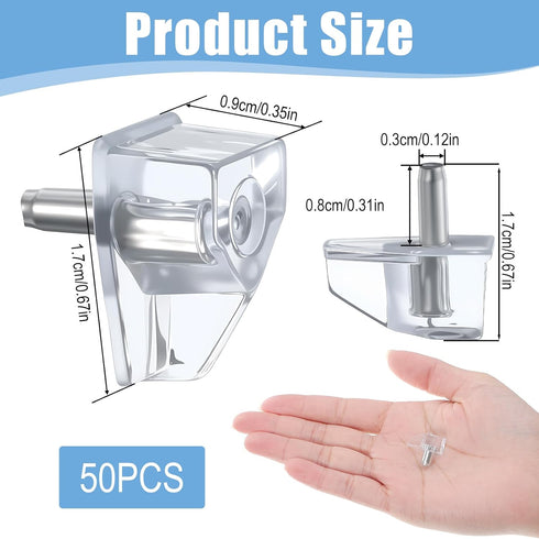 Aphumedc 50PCS 5mm Closet Shelf Support Peg, Plastic Book Shelf Pins, Clear Replacement Shelves for Cabinets Kitchen
