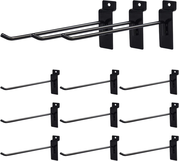 12 Pc Slatwall Hooks, 6 Inch Metal Slatwall Accessories for Garage Storage and Retail Display